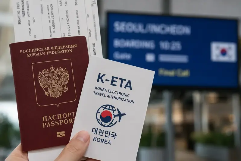 Российский паспорт и электронное разрешение K-ETA для поездки в Южную Корею